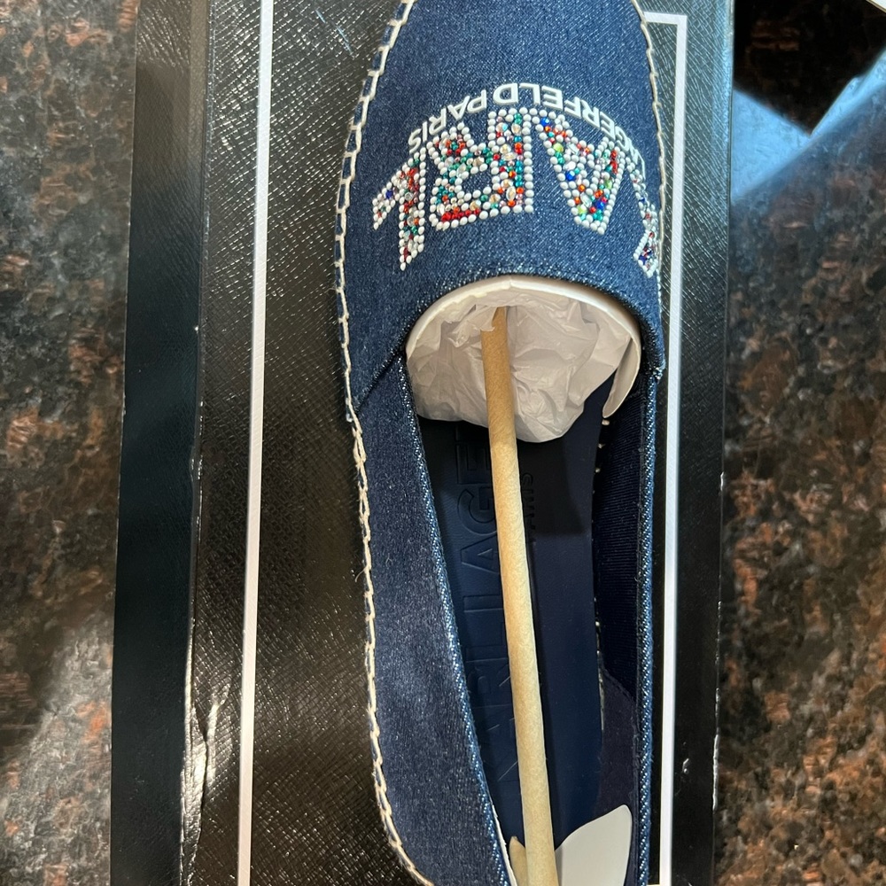 Brand new Karl largerfield espadrilles in box navy blue size 10